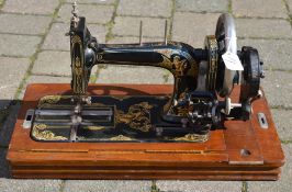 Circa 1905 German sewing machine missing lid with Art Nouveau decoration