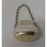 Georgian silver vinaigrette of purse form with chain and original sponge Birmingham