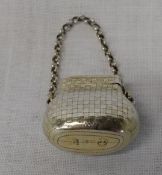 Georgian silver vinaigrette of purse form with chain and original sponge Birmingham
