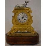 French gilt & silvered clock on a rosewood base wi