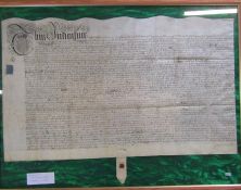 Framed Indenture dated 15th January 1697 (reign of William III) made between John Sudbury and his