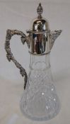 Cut glass silver mounted claret jug Birmingham 1972