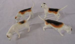 4 Beswick hounds