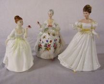 3 Royal Doulton figurines - Diana HN2468, Flower of Love HN2460 and Kathleen HN3609