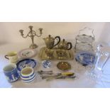 Various silver plate, ceramics and glassware inc Royal Copenhagen
