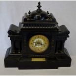 Early 20th century slate mantel clock with plaque inscribed 'Presented to Chief Officer I H McCarthy