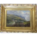 Victorian gilt framed and glazed oil painting of a rural scene, appears unsigned 49.5 cm x 40 cm (