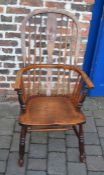 Victorian elm wood hoop back Windsor chair