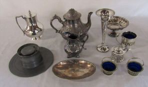 Various silver plate and pewter inc inkwell