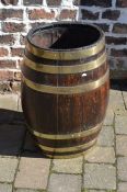 Late 19th / early 20th century barrel umbrella stand with brass straps