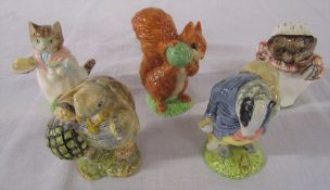 5 boxed Royal Albert Beatrix Potter figurines - Squirrel Nutkin, Mrs Ribby, Mr Alderman Ptolemy,