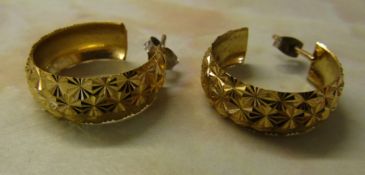 Pair of 9ct gold hoop earrings weight 3.1 g drop 2 cm