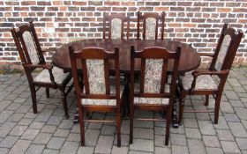 Oak extending dining table with 6 chairs inc 2 car