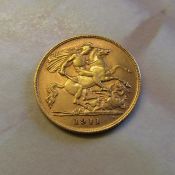 George V gold half sovereign 1911