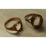 2 9ct gold rings (missing stones) total weight 5.2 g