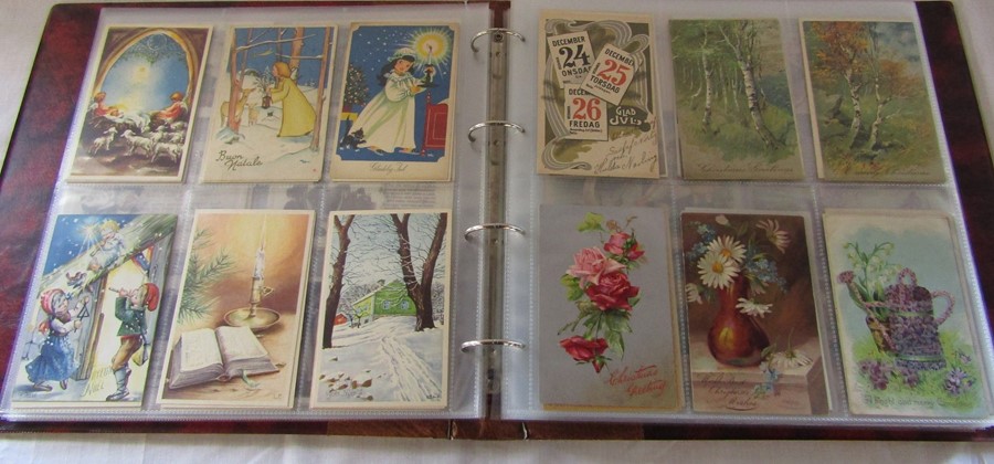 Postcard album containing approximately 360 greeting cards inc Easter, Christmas, New Year and - Image 2 of 4