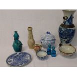 Large crackle glaze vase, Chinese porcelain bowl (