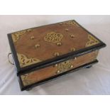 19th century walnut & ebony box with brass mounts