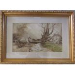 Gilt framed watercolour of a rural scene signed J Halford Ross (1866-1909) 54 cm x 39.5 cm (size