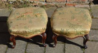 Pair of Victorian footstools with cabriole legs