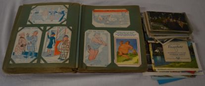 Old postcard album of postcards & a selection of loose postcards