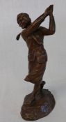 Bronze figure of a lady golfer entitled "Well Hit" after Hal Ludlow height 19cm