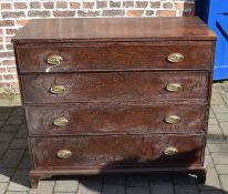 Large Georgian oak chest of drawers with brass plate handles H 102cm W 103cm