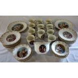 Continental porcelain tea service with transfer printed classical scenes and gilt decoration with