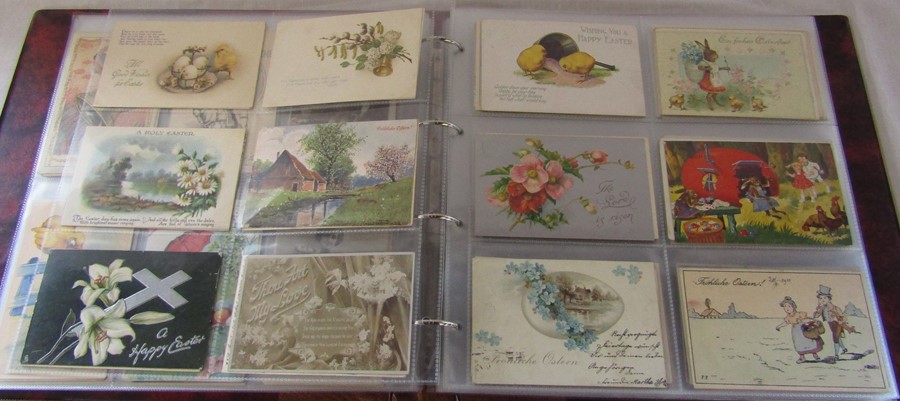Postcard album containing approximately 360 greeting cards inc Easter, Christmas, New Year and - Image 4 of 4