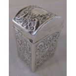 Silver Victorian domed top playing card case with repousse decoration Birmingham 1899 weight 2.31