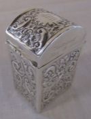 Silver Victorian domed top playing card case with repousse decoration Birmingham 1899 weight 2.31