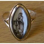 Tested as 9ct gold Victorian mourning ring depicti