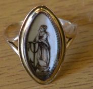 Tested as 9ct gold Victorian mourning ring depicti