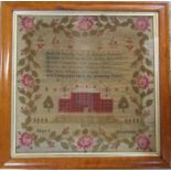 Framed Georgian sampler by Mary Whitworth dated 18