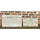 2 Victorian cast iron Great Northern Railway signs (smaller one repaired)