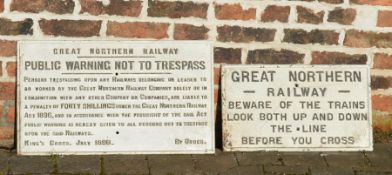 2 Victorian cast iron Great Northern Railway signs (smaller one repaired)