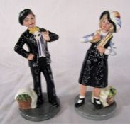 Pair of Royal Doulton Pearly Boy HN2767 and Pearly Girl HN2769 figurines H 20 cm