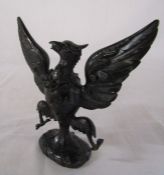 Bronze statue of an eagle with a hook attached to its chest H 16.5 cm L 16 cm