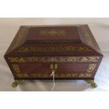 19th century brass inlaid work box / sewing box