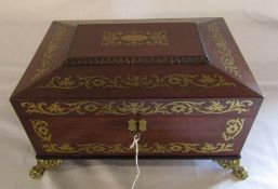 19th century brass inlaid work box / sewing box