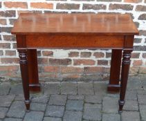 Early Victorian mahogany serving table with single drawer on turned & hexagonal front legs H 76cm