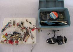 Fishing interest - assorted spinners, spoons and plugs, Garcia Mitchell 301 fixed spool reel and