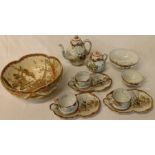 Selection of eggshell porcelain teaware (damaged) and a Japanese bowl