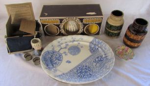 Various ceramics inc Shelley, West German pots & Sadler, gas mask and napkin rings