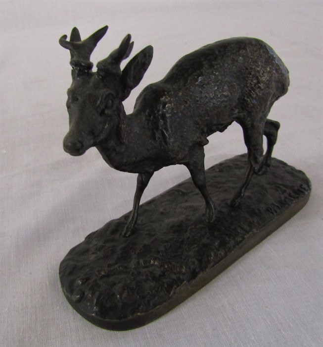 Bronze deer signed P J Mene (antler af) L 13 cm - Image 5 of 7