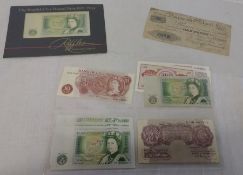 Selection of bank notes including Dartmouth Bank £1 and four consecutive number £1 notes