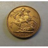 Victorian 1889 full gold sovereign with white metal sovereign case