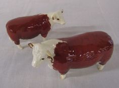 Beswick Hereford bull no 1363A and Hereford cow no 1360