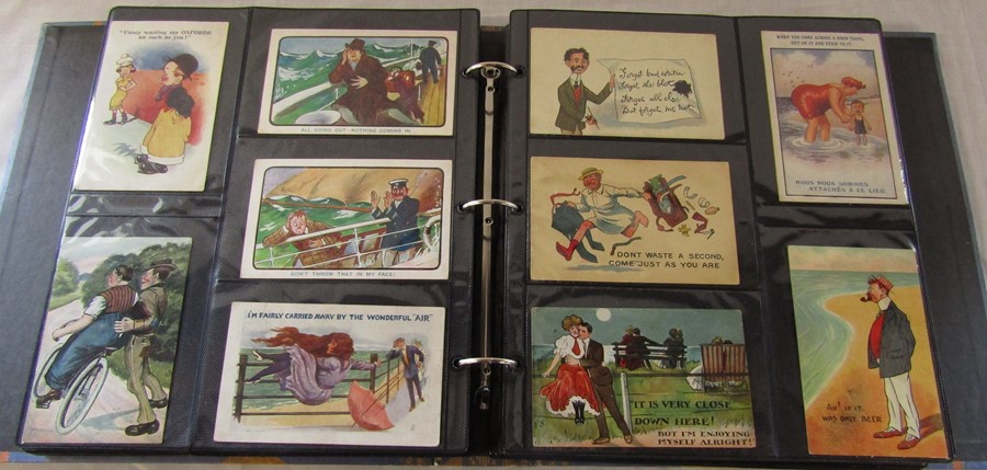 Postcard album containing approximately 400 comic postcards dating from 1900s onwards - Image 2 of 4