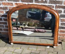 Victorian inlaid walnut over mantel mirror